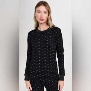 THE GREAT - The Waffle Surplus Crew Top Black Mini Heirloom Rose.  Size 3/Large